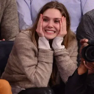🧋 Elizabeth Olsen Elizabeth Olsen, actress, celebrity, woman, smile, portrait telegram sticker