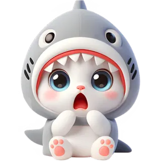 😱 chat, requin, mignon, animal, dessin animé, kawaii telegram sticker