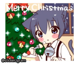 🎅 Merry Christmas Natal, gato, anime, kawaii, feriados whatsapp sticker