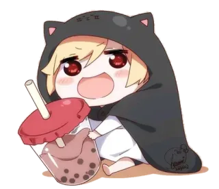 😄 Anime, Chibi, Bubble Tea, Kawaii, Süß, Getränk whatsapp sticker