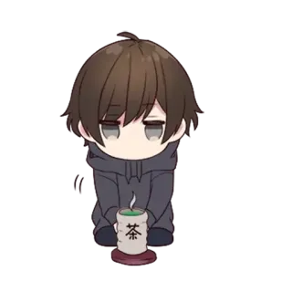 🌚 茶 anime, tea, chibi, cute telegram sticker