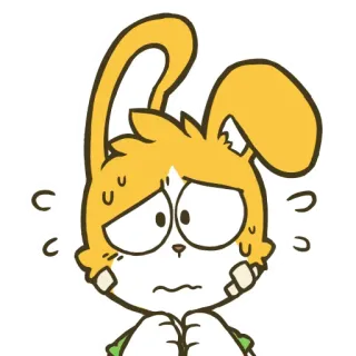 💧 Мультфильм, Заяц, Тревожный, Потеет, Нервный, Кролик whatsapp sticker