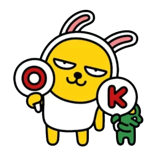 👌 OK character, cartoon, cute, yellow, bunny, ok telegram sticker
