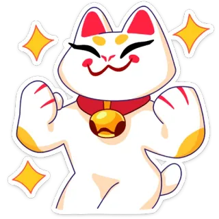 ☺️ cat, sticker, kawaii, animal, cute, lucky cat, maneki neko whatsapp sticker