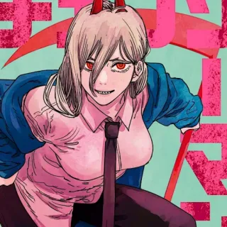 🗯 Power Chainsaw Man Power, Chainsaw Man, Anime, Manga, Demonio, Cuernos rojos, Ilustración whatsapp sticker
