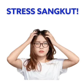 🥲 STRESS SANGKUT! stres, lęk, frustracja, kobieta, ból głowy telegram sticker