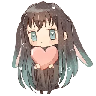❄️ 动漫, 可爱, 爱心, 卡通, 女孩 whatsapp sticker