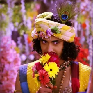💐 Krishna Krishna, Hinduism, Indian culture, deity, flower telegram sticker
