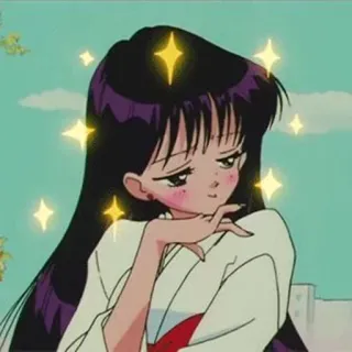✨ Rei Hino Sailor Moon anime, gadis, berkilau, rambut panjang, Sailor Moon, Rei Hino whatsapp sticker