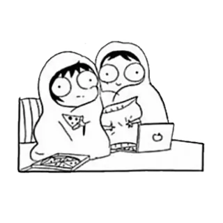 🍕 cartoon, food, pizza, snack, laptop, drawing telegram sticker