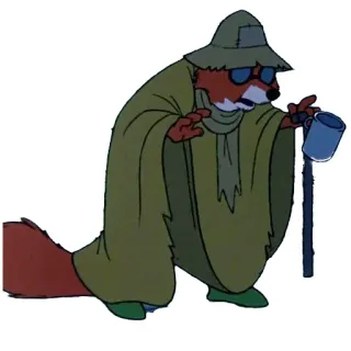 😎 Robin Hood cartoon, fox, disguise, disney, character whatsapp sticker