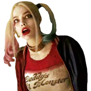 😧 Harley Quinn Suicide Squad Daddy's Lil Monster Harley Quinn, Escuadrón Suicida, Margot Robbie, DC Comics, Supervillano, Película, Cómic whatsapp sticker
