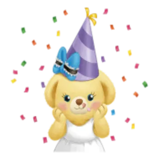 🎉 cane, compleanno, celebrazione, carino, coriandoli, festa, animale, cartone animato telegram sticker