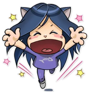 😃 cat, cartoon, anime, cute, happy, cheerful whatsapp sticker