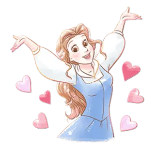 ❣ Belle Beauty and the Beast Belle, Disney, Princess, Hearts, Love telegram sticker
