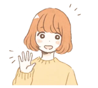 ✋ Kreskówka, Anime, Dziewczyna, Machanie, Powitanie, Ilustracja telegram sticker