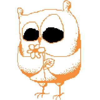🌸 burung hantu, lucu, bunga, hewan, burung, pixel art telegram sticker