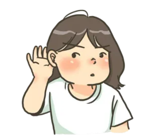 🙄 만화, 듣기, 소녀, 궁금한 whatsapp sticker