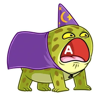 😮 A wizard, frog, cartoon, magic, fantasy, cute telegram sticker