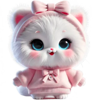 ☺️ 고양이, 귀여운, 카와이, 동물, 분홍색, 만화, 푹신한 whatsapp sticker