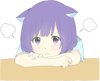 😐 Аниме, Девушка, Злая, Милая, Кошачьи ушки, Манга whatsapp sticker