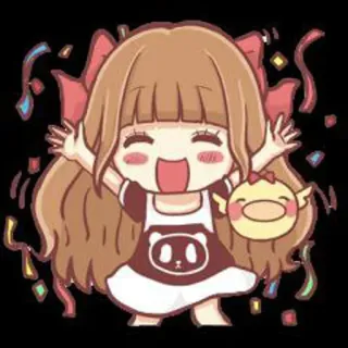 🥳 аниме девушка, каваий, милый, праздник, чиби, мультфильм telegram sticker