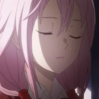 🍒 Inori Yuzuriha Guilty Crown Anime, Dziewczyna, Różowe włosy, Smutna, Inori, Guilty Crown telegram sticker