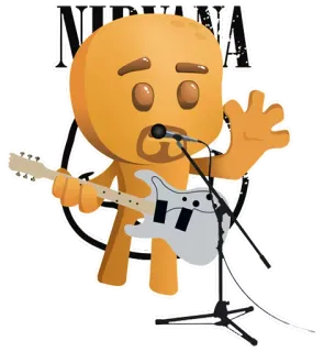 🎧 NIRVANA cartone animato, chitarra, musica, rock, band, microfono telegram sticker