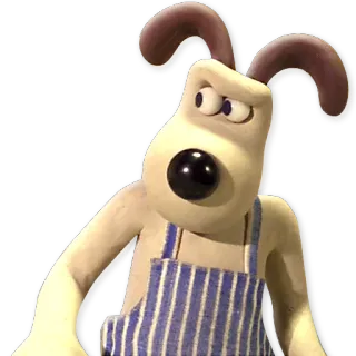 👀 Gromit Wallace and Gromit dog, cartoon, claymation, animal, apron telegram sticker
