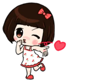 😘 Cartoon, Mädchen, Herz, Liebe, Süß, Kawaii telegram sticker