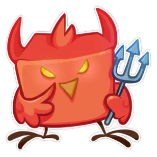 😈 악마, 새, 만화, 악마, 빨간색, 동물, 귀여운 telegram sticker