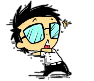 😱 desenho animado, personagem, óculos, animação, adesivo, desenho whatsapp sticker