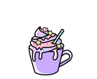 🎃 напиток, чашка, сладкий, десерт, каваий, милый, пастельный whatsapp sticker