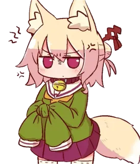 😡 Anime, Fille renard, Chibi, Mignon, En colère telegram sticker