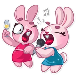 🎤 Cartoon, Hase, Singen, Mikrofon, Musik, Party telegram sticker