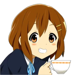 ☕ Yui Hirasawa K-On! Anime, Carino, Ragazza, Cartone animato, K-On, Yui Hirasawa, Tè, Caffè whatsapp sticker