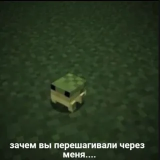 🐸 Minecraft зачем вы перешагивали через меня.... minecraft, grenouille, jeu vidéo, animal, russe, légende telegram sticker