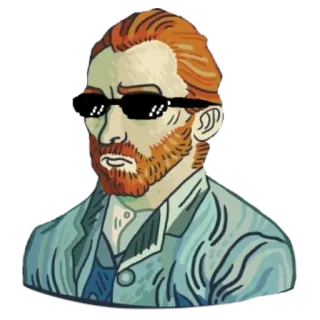😎 Vincent van Gogh arte, artista, Vincent van Gogh, óculos de sol, retrato whatsapp sticker