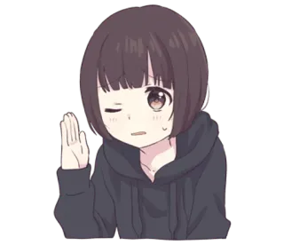 😓 Anime, Garota, Fofa, Desenho animado, Kawaii, Piscadela telegram sticker