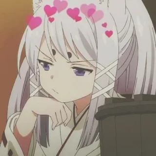 ❤️ Аниме, Девушка, Сердечки, Милый, Мультфильм, Иллюстрация telegram sticker