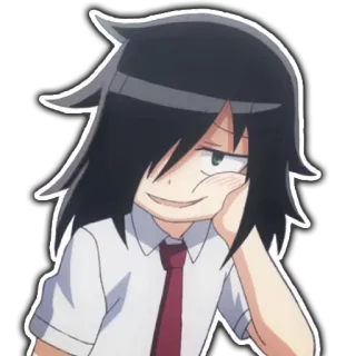 😏 Tomoko Kuroki WataMote Anime, Manga, Dziewczyna, Otaku, Uśmiech whatsapp sticker