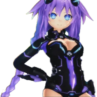 🙂 Neptune Hyperdimension Neptunia animé, jeu vidéo, cheveux violets, waifu, kawaii telegram sticker