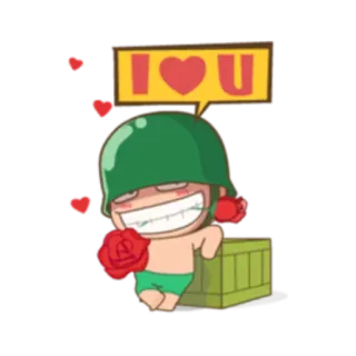 ❤ I❤️U soldier, love, heart, military, roses, romantic whatsapp sticker
