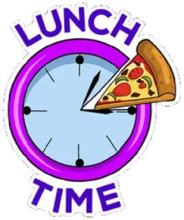 🤯 LUNCH TIME déjeuner, pizza, horloge, heure, nourriture whatsapp sticker