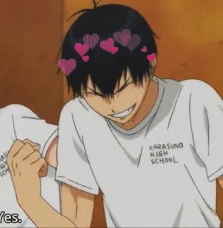 🏐 Yes. anime, hearts, cute, manga, school, karasuno telegram sticker