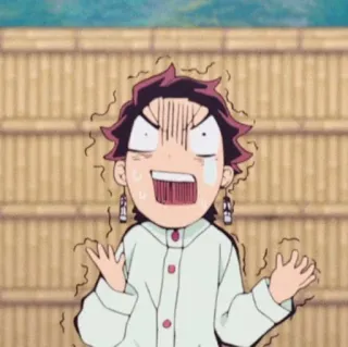 😱 Tanjiro Kamado Demon Slayer อนิเมะ, ดาบพิฆาตอสูร, ทันจิโร่, กลัว, ตกใจ telegram sticker
