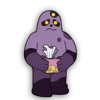 🤧 괴물, 슬픈, 울음, 보라색, 티슈, 감정, 만화 telegram sticker