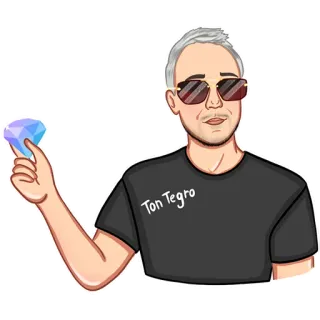 💎 Ton Tegro hombre, dibujos animados, gafas de sol, diamante, personaje telegram sticker