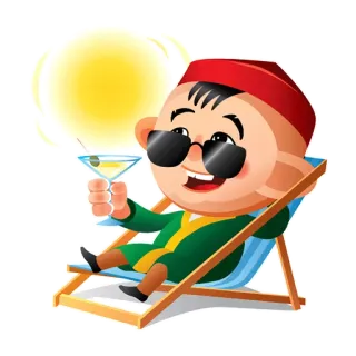 ☀️ 만화, 휴식, 휴가, 음료, 해변, 여름, 캐릭터 whatsapp sticker
