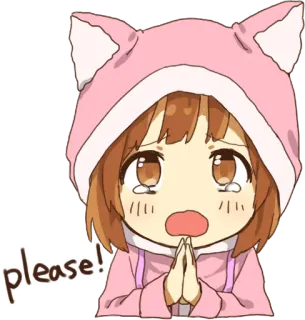 🙏 please! аниме, милый, умоляющий, грустный, просьба, молящий, каваий telegram sticker